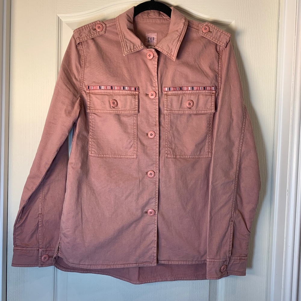 GAP Vintage Pale Pink Denim Jacket – Y2K Utility Style - Picture 2 of 16